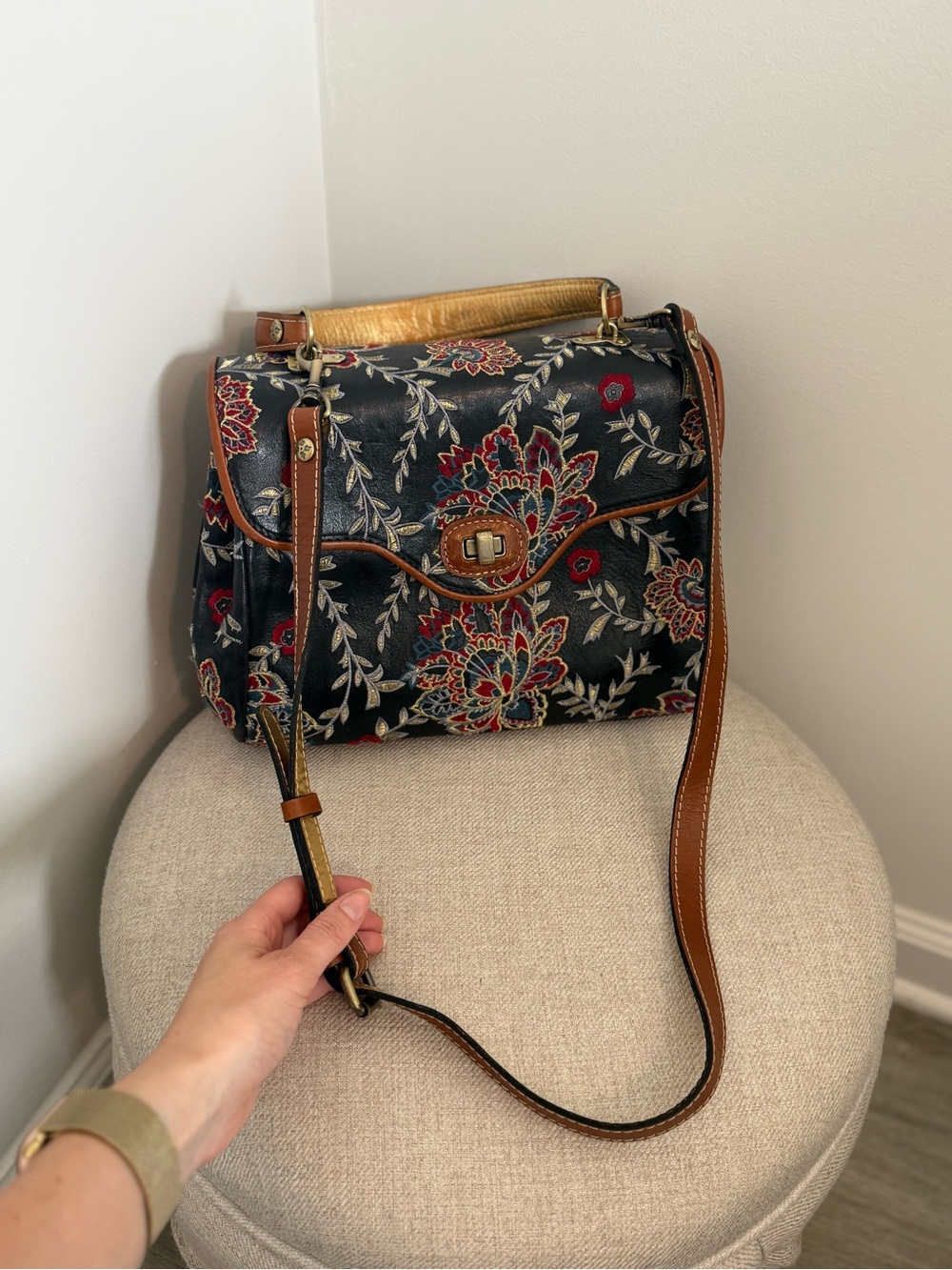 Patricia Nash Floral Embroidered Top-Handle Satchel Bag - Picture 15 of 15